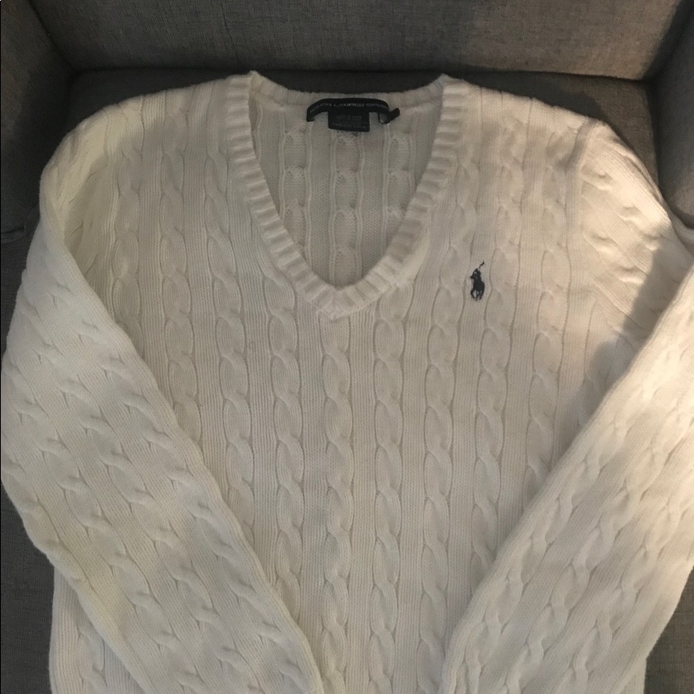 Ralph Lauren Sport White Cable Knit Sweater